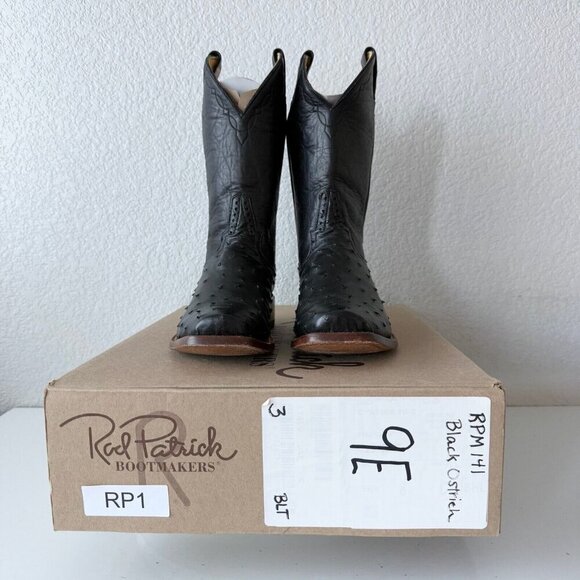 Rod Patrick Womens Cowboy Boots Size 9E Black Full Quill Ostrich Cowgirl Western - Picture 10 of 11